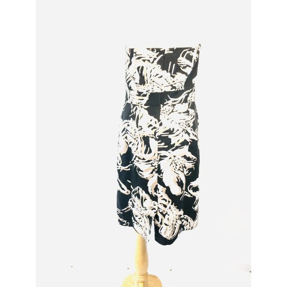 Banana Republic Strapless Black Floral Linen Dress Size 10 Sheath Lined - Picture 8 of 10
